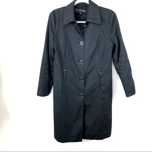 Kenneth Cole black trench coat‎ spring raincoat szM